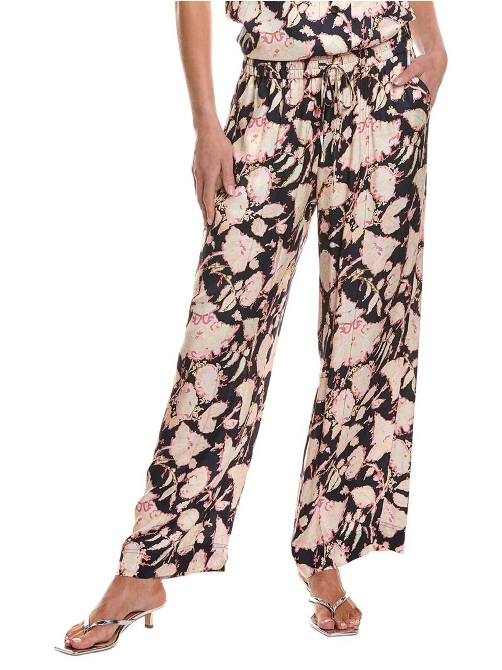A.L.C. Black Floral Wide-Leg Trousers